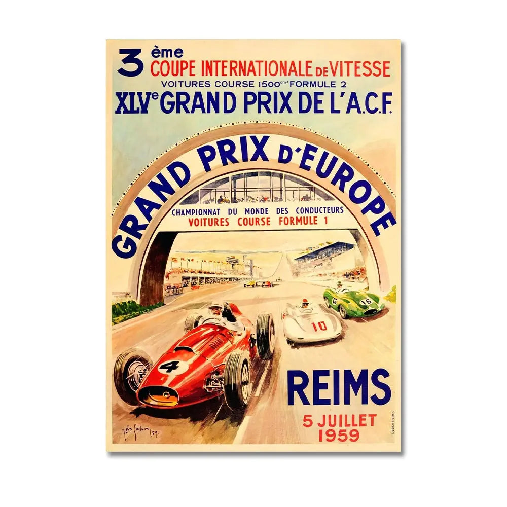 Monaco Grand Prix Vintage Racing Canvas Wall Art Print