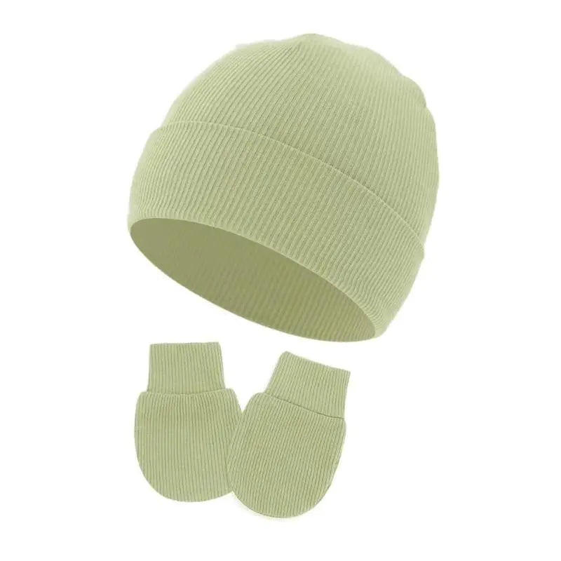 Newborn Baby Bonnet Hat & Anti-Scratch Gloves Set | 0–3 Month