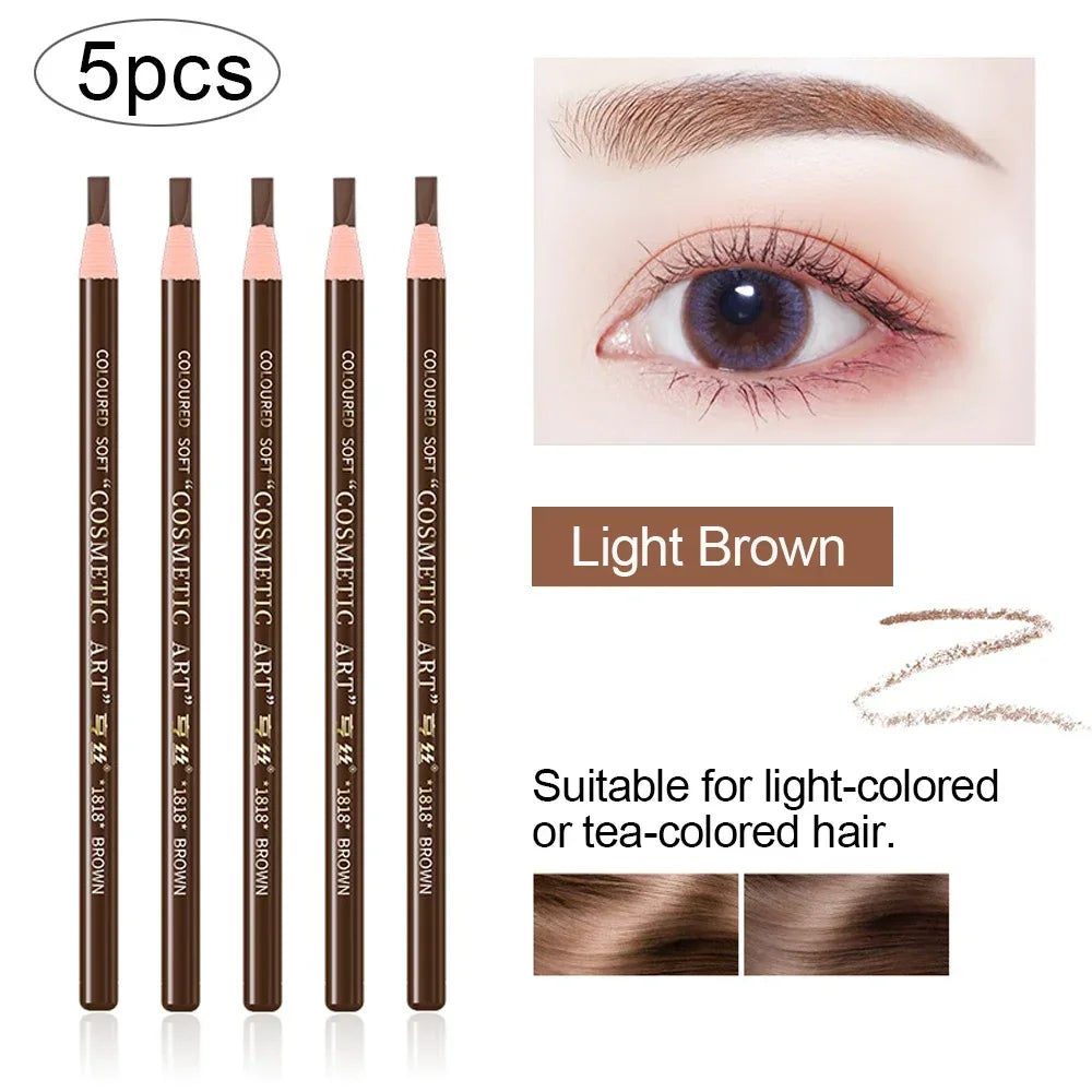 5PCS Professional Microblading Pencil Permanent Eyebrow Pencil Tattoo Waterproof Art Tint Makeup Eye Brow Pen Enhancers Cosmetic Peaceful Pleasures Health and Wellness 12Light Brown5Pcs