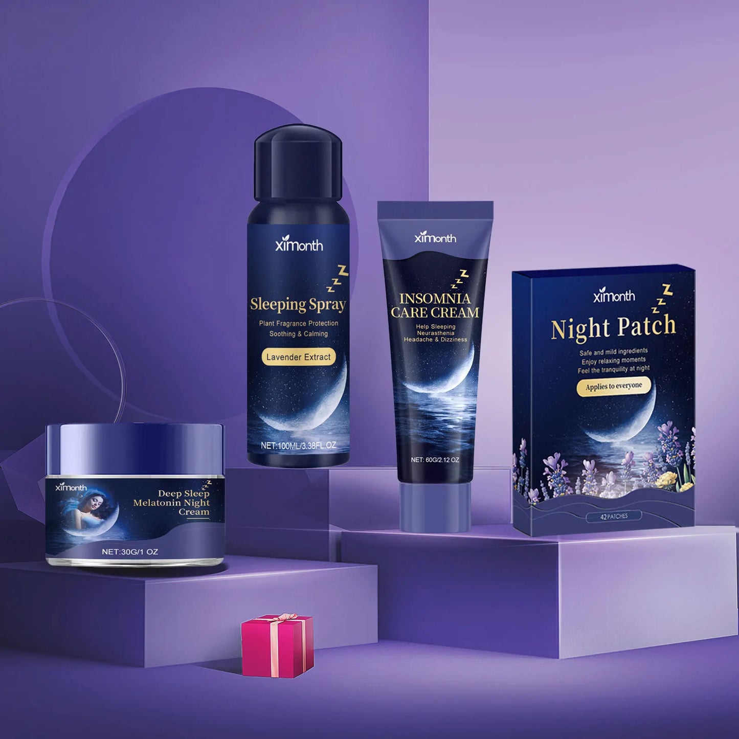 Lavender Sleep Patch, Night Cream & Pillow Spray Gift Set