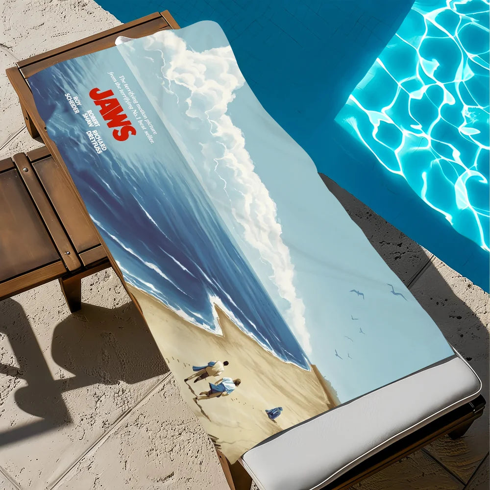 Jaws Movie Quick-Dry Beach Towel | Soft Pool & Travel Towel Beach Towel Peaceful Pleasures Health and Wellness z6 STJ150x260CM