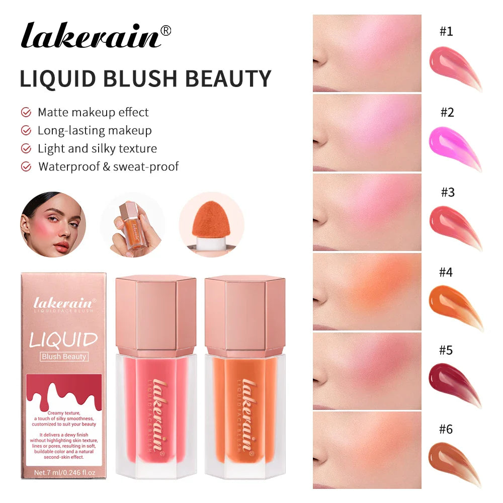 Lakerain Liquid Blush – Waterproof Matte Velvet, 6 Shades