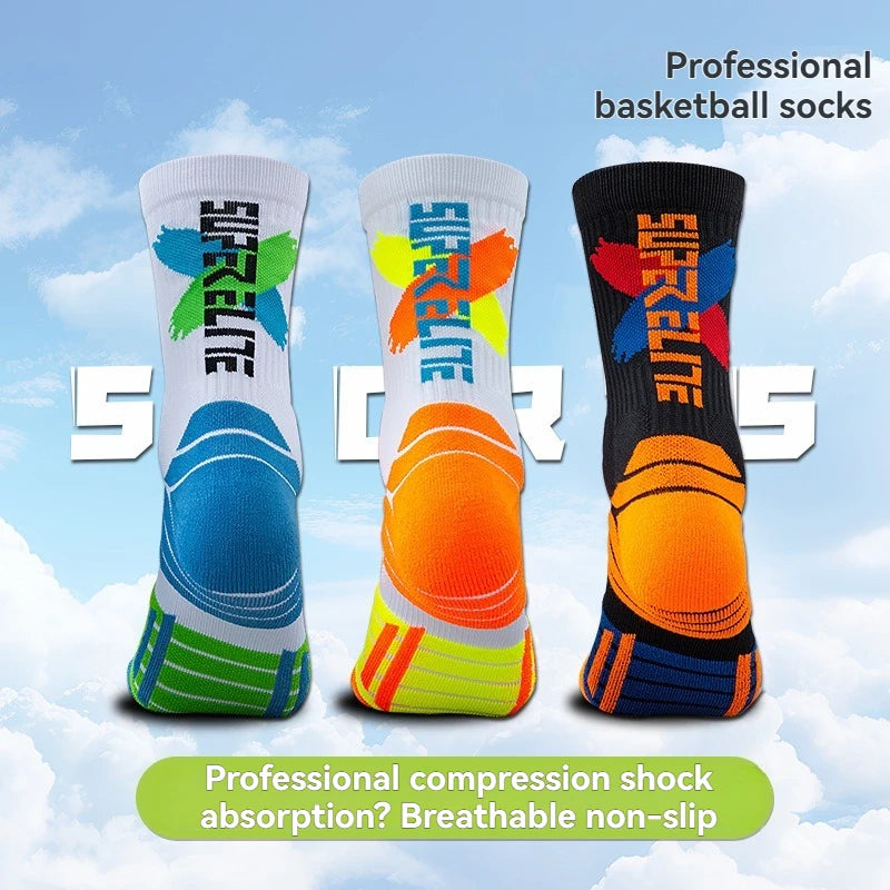 Basketball Socks, Thickened Towel Soles, Wear-resistant and Breathable High-top Sports Socks, Outdoor Pressure Running Socks Peaceful Pleasures Health and Wellness