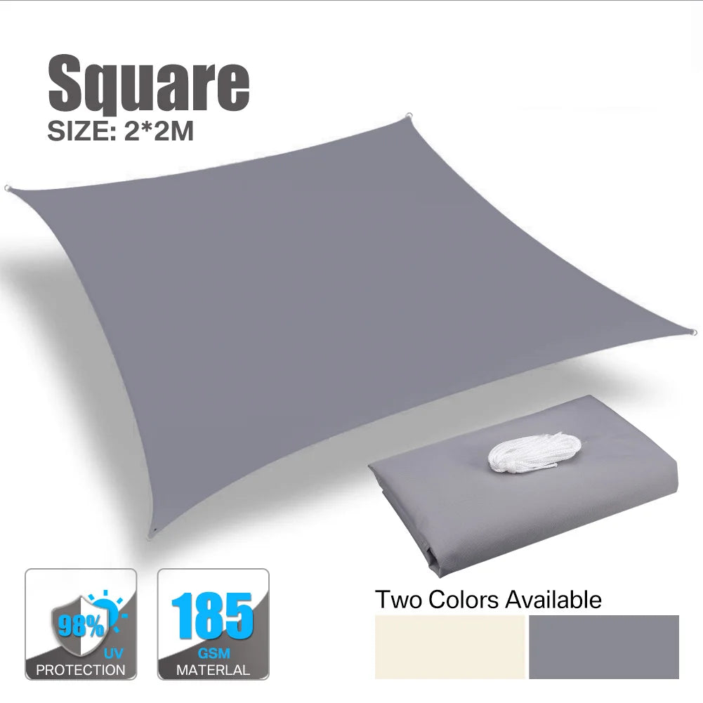Grey Sun Shade Sail Rectangle Square Triangle UV Block Sunshade for Yard Deck Canopy Awning Outdoor Garden Waterproof Cloth Peaceful Pleasures Health and Wellness 2x2m