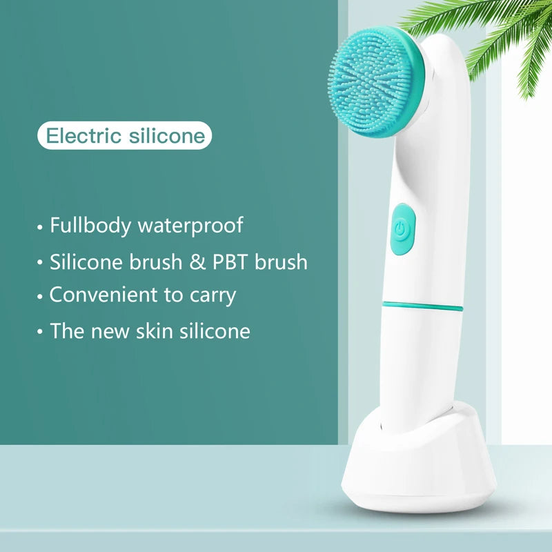 2-in-1 Silicone Facial Cleanser with 2-Speed Sonic Vibration Electric Face Wash Pore Cleansing Brush for Lip Target Area Peaceful Pleasures Health and Wellness