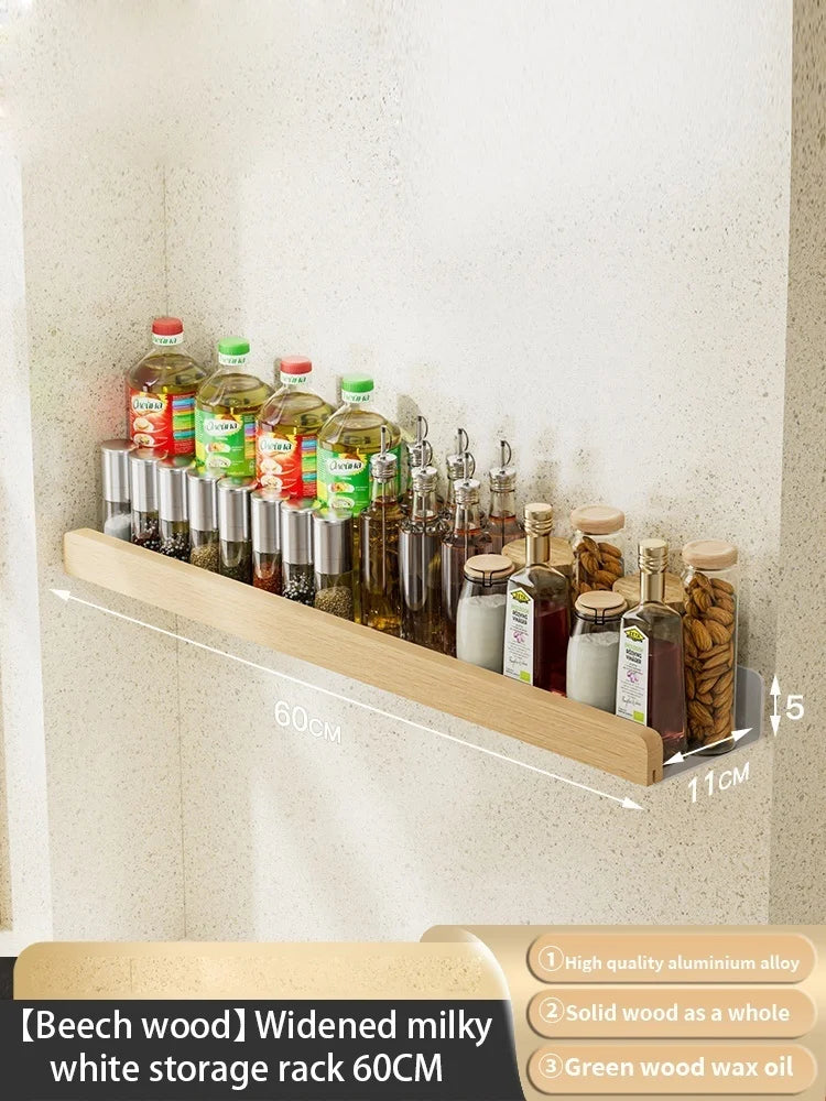 Wall Mounted Solid Wood Spice Rack | Kitchen Seasoning Organizer