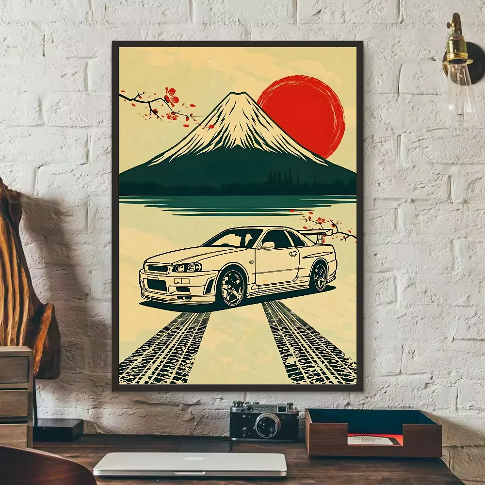Japanese Cars Samurai Poster | HD Waterproof PVC Wall Art Wall Art Poster Peaceful Pleasures Health and Wellness z8 40X50cmNoframe