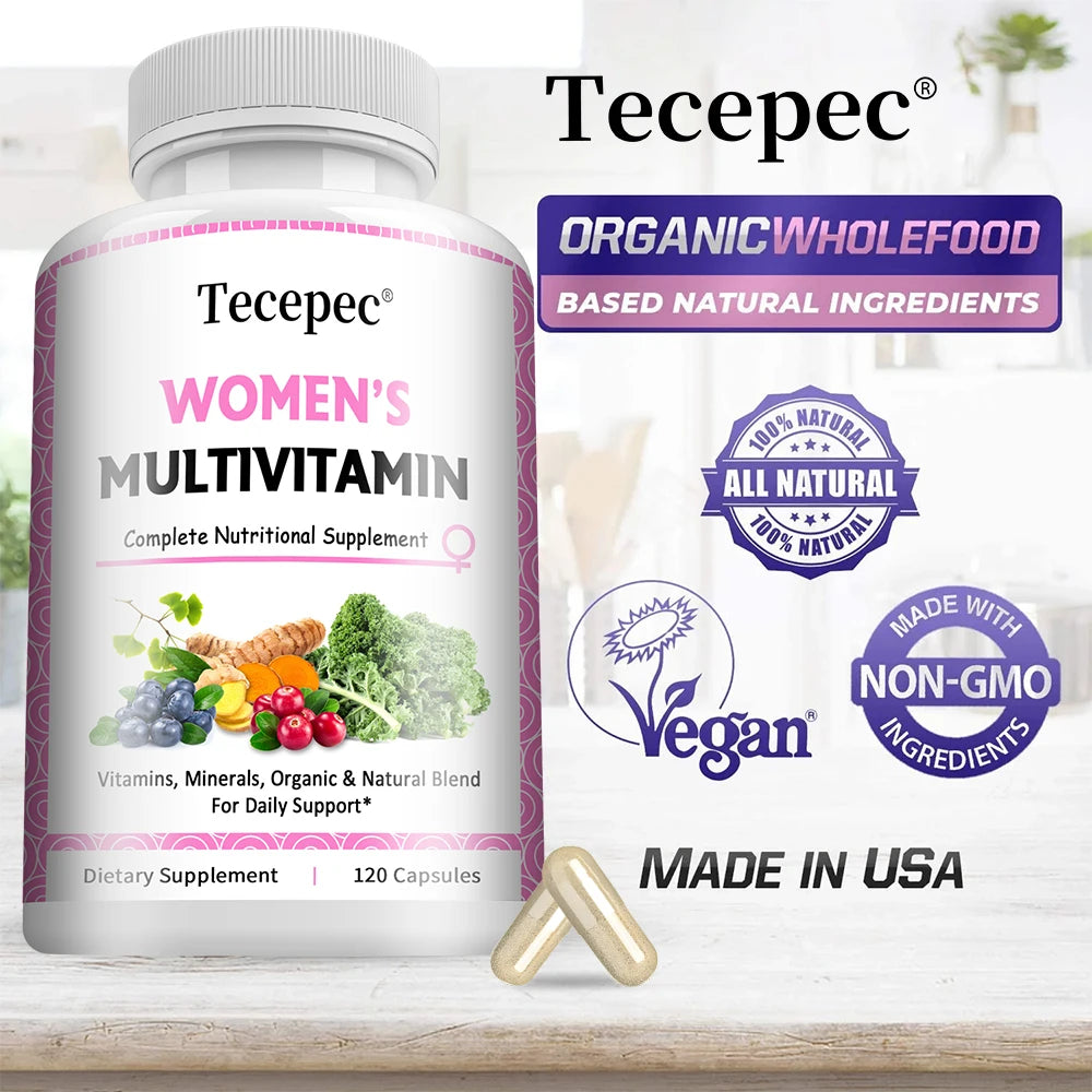 Women’s Multivitamin Multimineral Capsules & Gummies - Skin Hair Nails & Immune Support, Natural Energy Boost, 120 Counts Peaceful Pleasures Health and Wellness