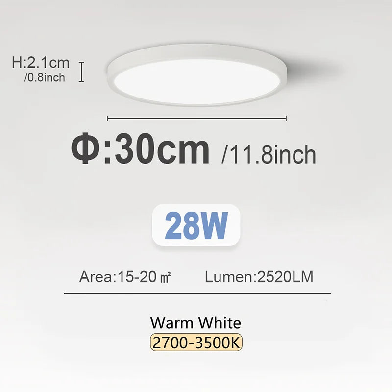 RUNTOIN 24W/28W Ultra-Thin Round LED Ceiling Light Panel