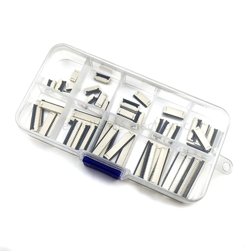 50pcs/Box 1mm Pitch Flip Type Under Clamshell Socket FPC FFC Flat Cable Connector 4P 6P 8P 10P 12P 14P 16P 20P 22P 24P Kits Peaceful Pleasures Health and Wellness