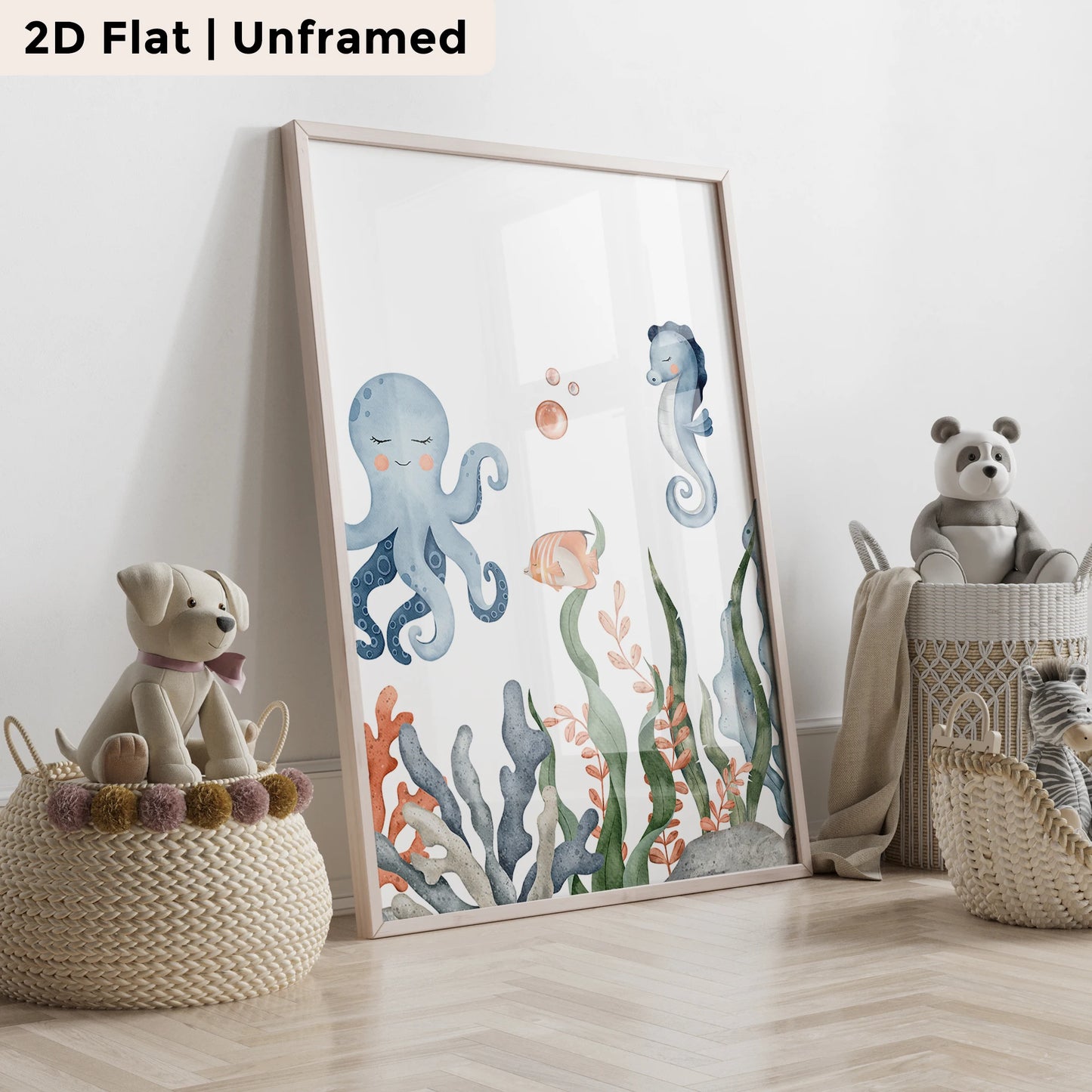 3-Piece Cartoon Octopus & Turtle Canvas Wall Art Print Set