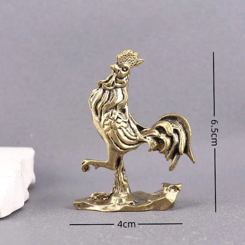 Metal Brass Rooster Sculpture – Feng Shui Good Luck Home Decor