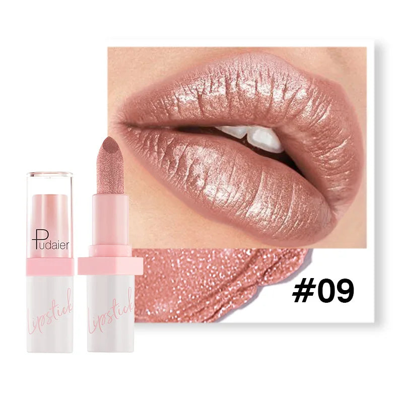 Pearl Diamond Metallic Lipstick – 10 Colors, Waterproof & Moisturising