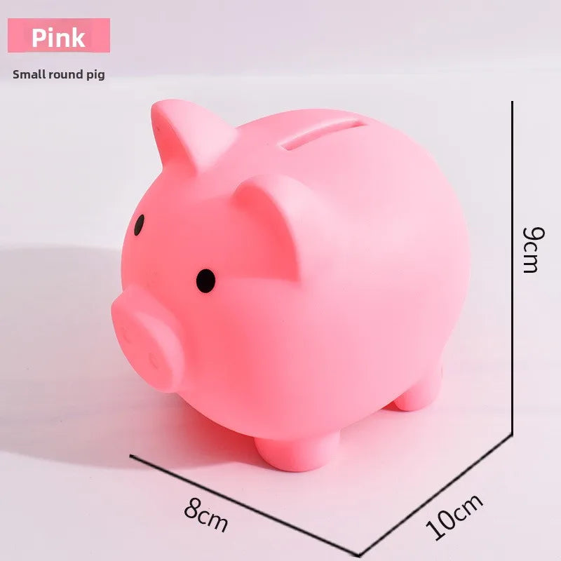 Shatterproof Golden Pig Coin Bank Rubber Piggy Bank Fortune Symbol for Kids Savings & Home Decoration Peaceful Pleasures Health and Wellness Small pink.