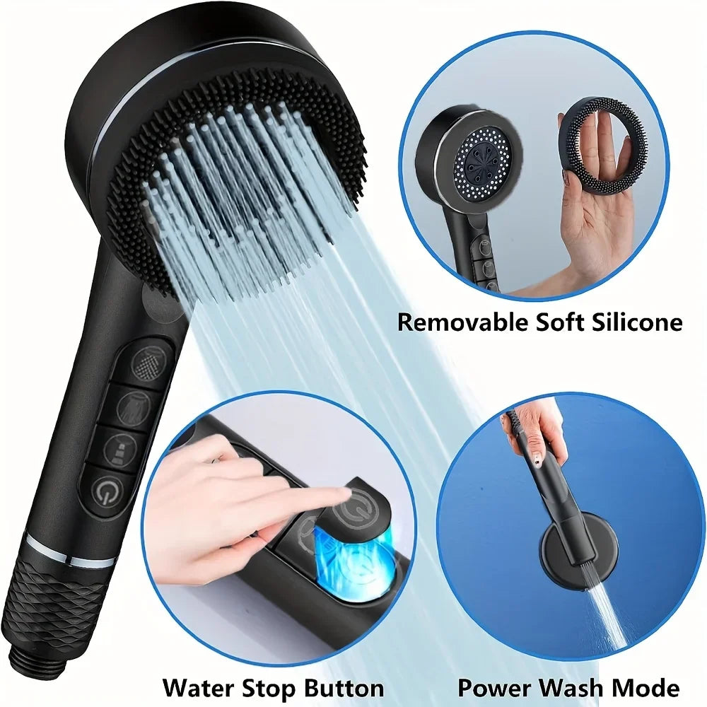 4-Mode High Pressure Self-Cleaning Shower Head with Filter