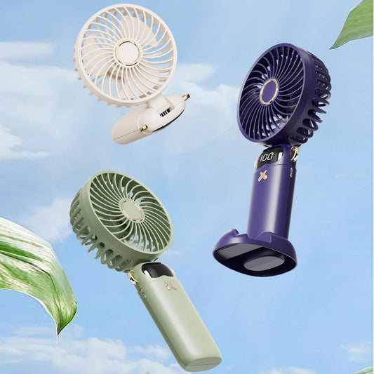 Portable Ultra-Quiet USB Mini Handheld Fan Portable Desk Fans 5 Speed USB Rechargeable Fan with Phone Stand and Display Screen Peaceful Pleasures Health and Wellness