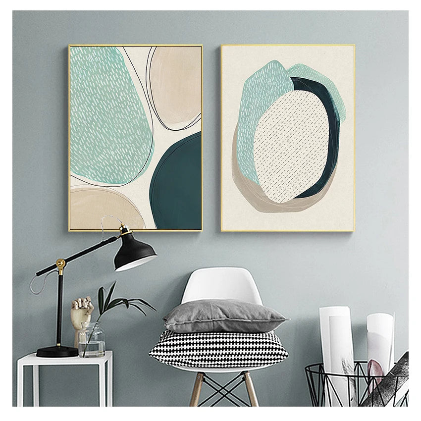 Poster Wall Art Canvas Painting Nordic Posters Prints Pictures For Living Room Home Decor Dot Abstract Line Color block Peaceful Pleasures Health and Wellness