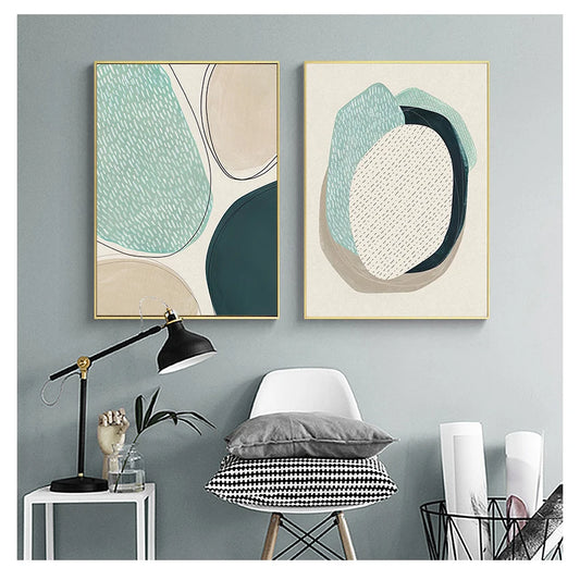 Poster Wall Art Canvas Painting Nordic Posters Prints Pictures For Living Room Home Decor Dot Abstract Line Color block Peaceful Pleasures Health and Wellness
