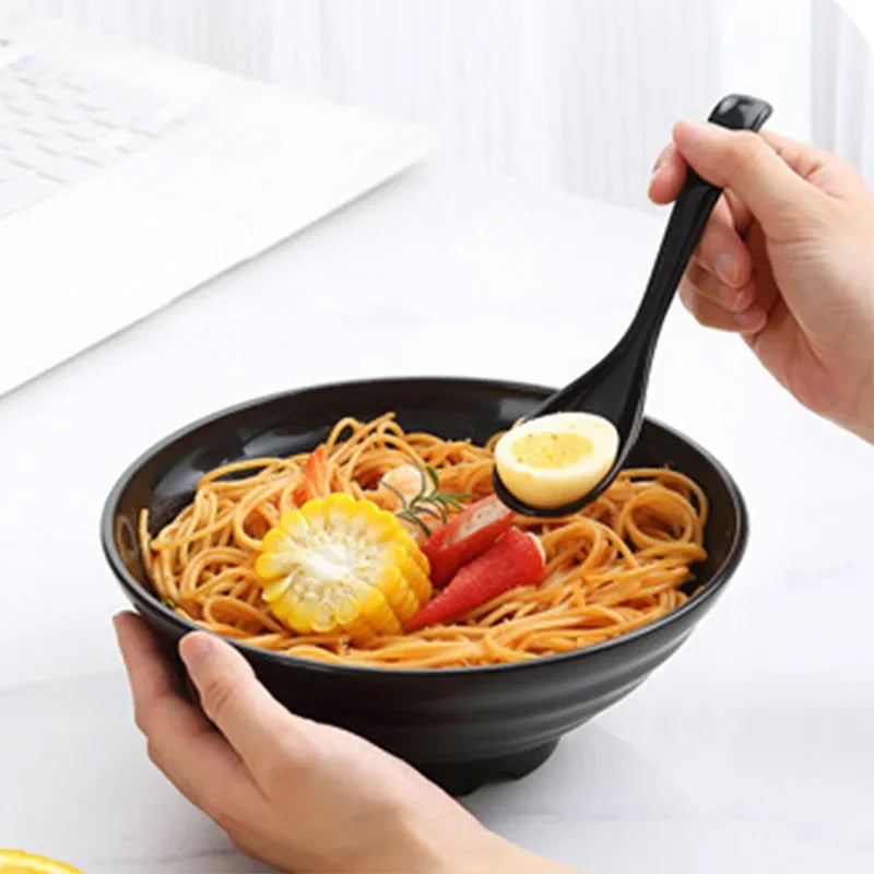 Thickened Plastic Ramen Bowl Anti-Slip Salad Bowl Solid Color Perfect for Kitchen Restaurant Lamian Noodles Bowl Peaceful Pleasures Health and Wellness