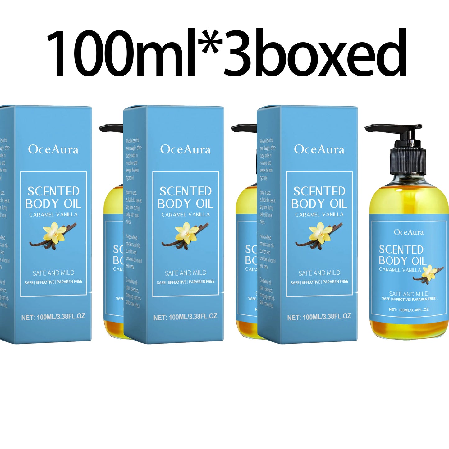 OceAura Caramel Vanilla Body Massage Oil 100ml | Moisturizing Spa