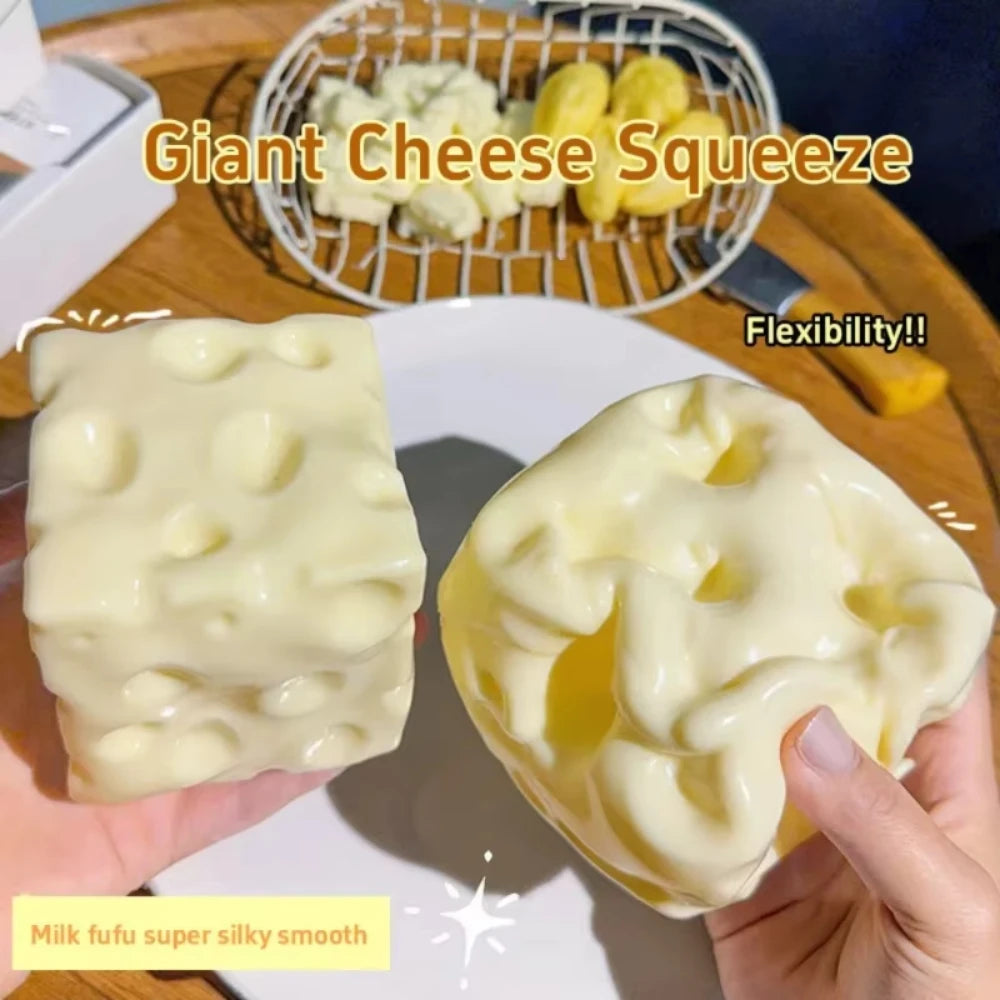 Taba Squishy Cheese Stress Ball Big Cheese Shapeable Squeeze Ball Non Rebound Fidget Toy Anti-Stress ADHD Toy Festival Gift Peaceful Pleasures Health and Wellness