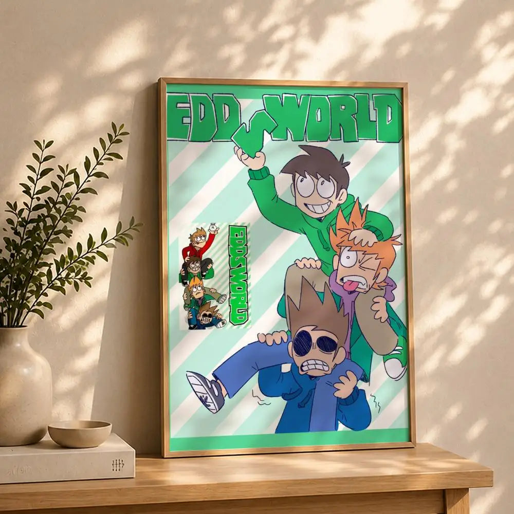 Eddsworld Cartoon Poster HD Self-Adhesive Waterproof Wall Art Wall Art Poster Peaceful Pleasures Health and Wellness White3 15X20cmNoframe