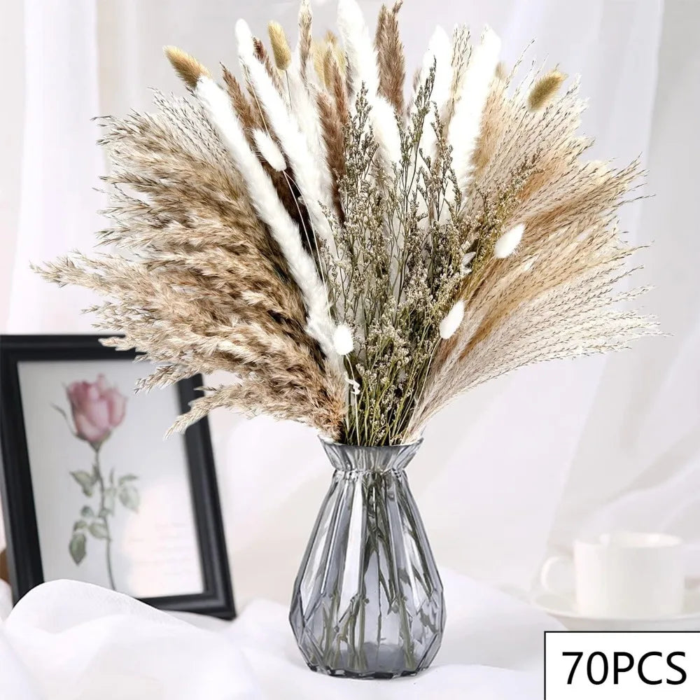 100pcs Dried Pampas Grass Bouquet | Boho Wedding & Home Decor