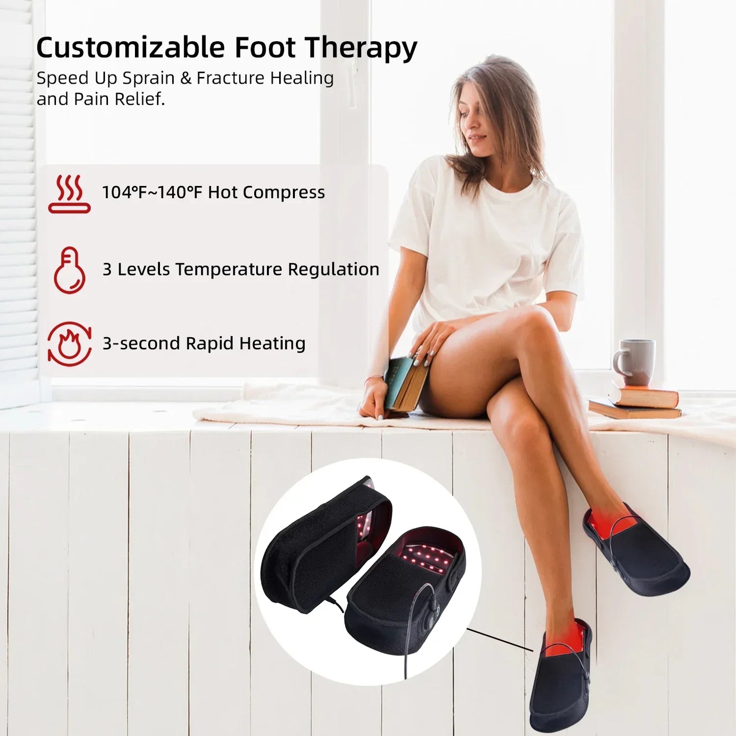 Red Light Infrared Therapy Slippers 660nm 850nm | Foot Pain Relief