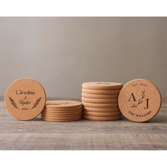 10-Pack Custom Engraved Cork Coasters | Wedding & Party Favors Custom Cork Coasters Peaceful Pleasures Health and Wellness style8 10pcs 100x3mm