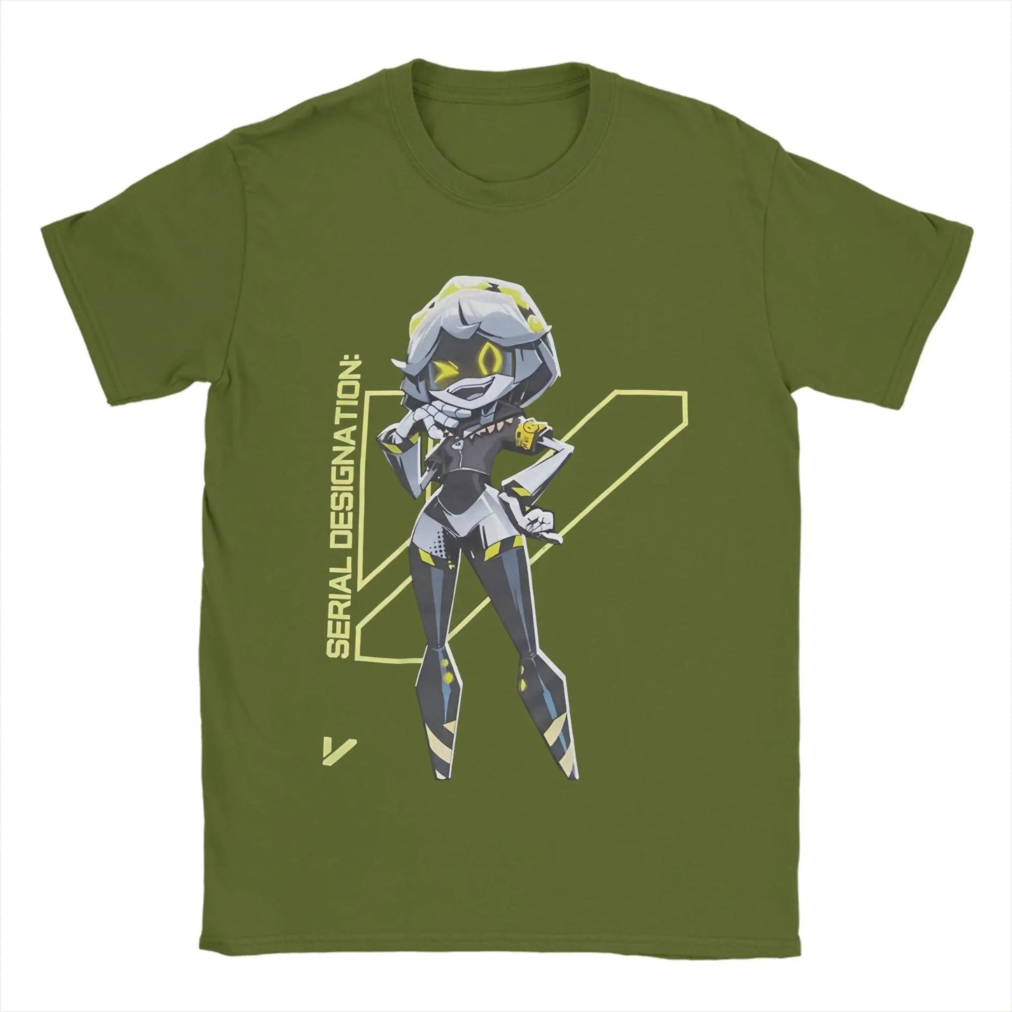 Murder Drones T-Shirts Men Game Character Funny 100% Cotton Tees Round Neck Short Sleeve T Shirt Gift Idea Clothes Peaceful Pleasures Health and Wellness army green 6XL