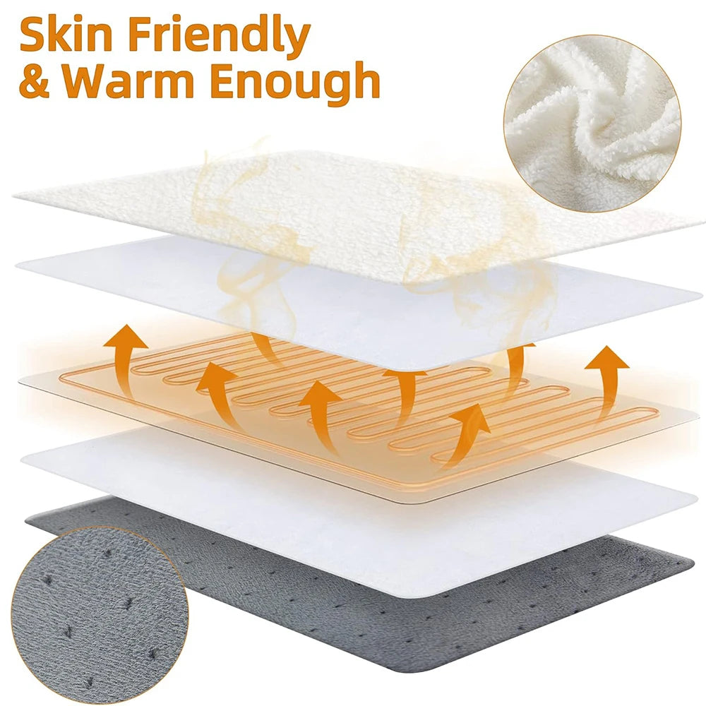 Electric Foot Heater 4 Modes Timing Heating Control Setting Washable Heated Thermal Foot Warmer Massager Foot Care Pad Cushion Peaceful Pleasures Health and Wellness
