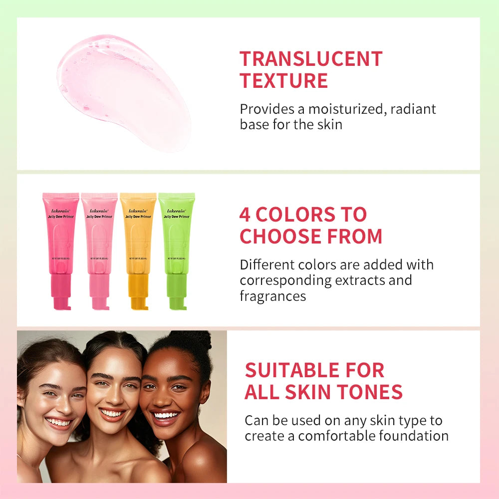 Lakerain Jelly Dew Primer Makeup Long Lasting Moisturising Semi-transparent Jelly Texture Pre Makeup Base Cream Cosmetics Peaceful Pleasures Health and Wellness