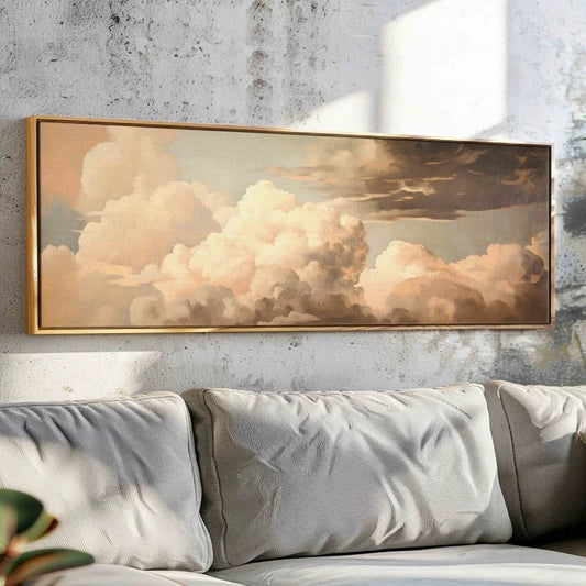 Vintage Moody Clouds, Minimalist Canvas Wall Art, Minimalist Art, Panoramic Wall Decor, Modern Farmhouse, Vintage Unframed Art Peaceful Pleasures Health and Wellness ZLH4216 90x270cm No Frame