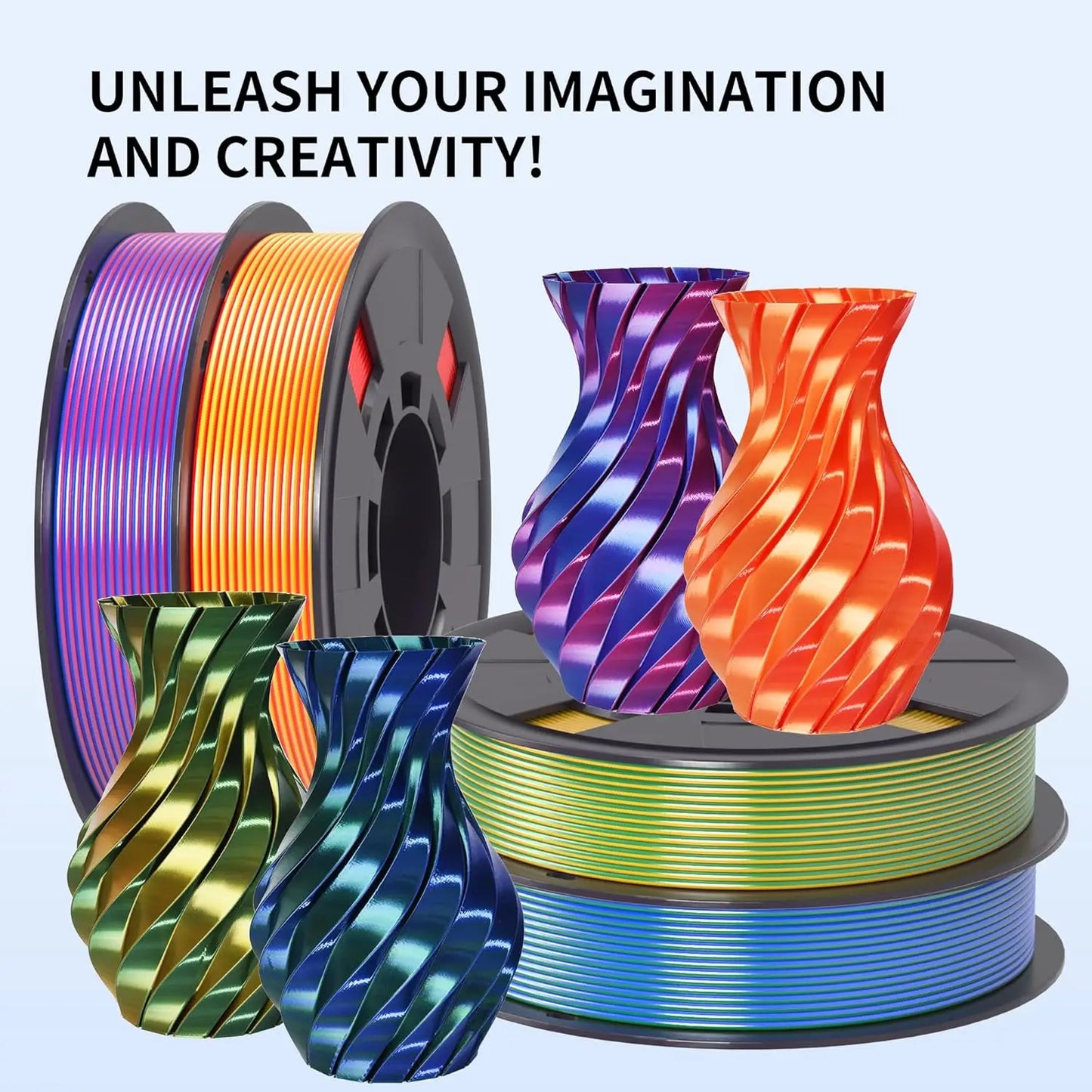 Silk Dual Color PLA Filament 1.75mm – 4 Spools | DINGSUN 3D