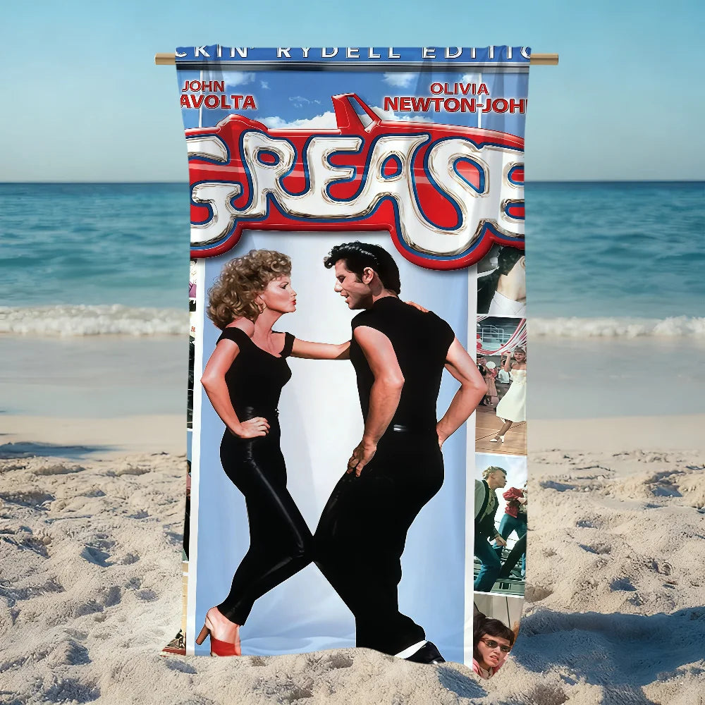 Grease 1978 Movie Quick-Dry Beach Towel | Soft Microfiber Microfiber Beach Towel Peaceful Pleasures Health and Wellness