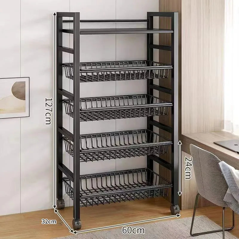 Sturdy Space Saving Heavy Duty Thickened Mesh Basket Kitchen Storage Rack For Vegetable and Fruit Organizer For Dorm Home Use Peaceful Pleasures Health and Wellness Signle 5 Layer C 60