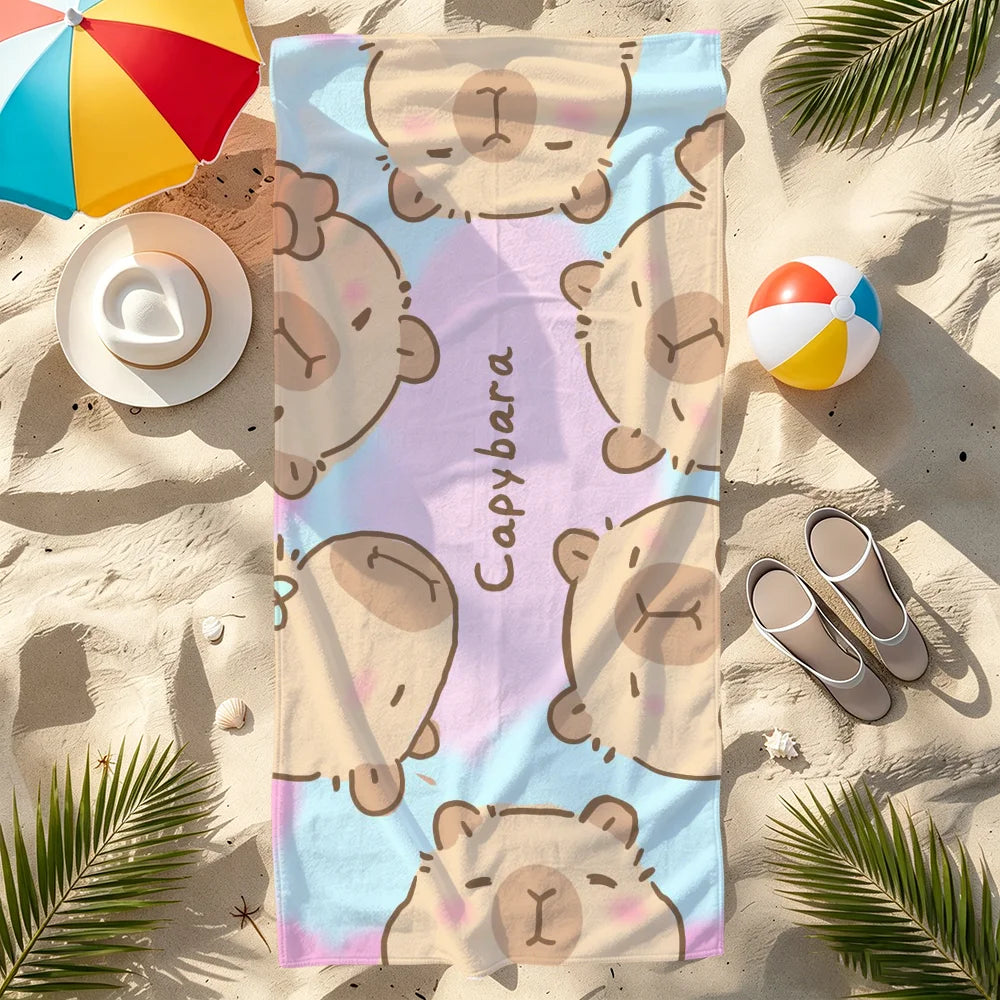 Carpincho Cartoon Quick-Dry Beach Towel | Soft, Lightweight Quick-Dry Beach Towel Peaceful Pleasures Health and Wellness