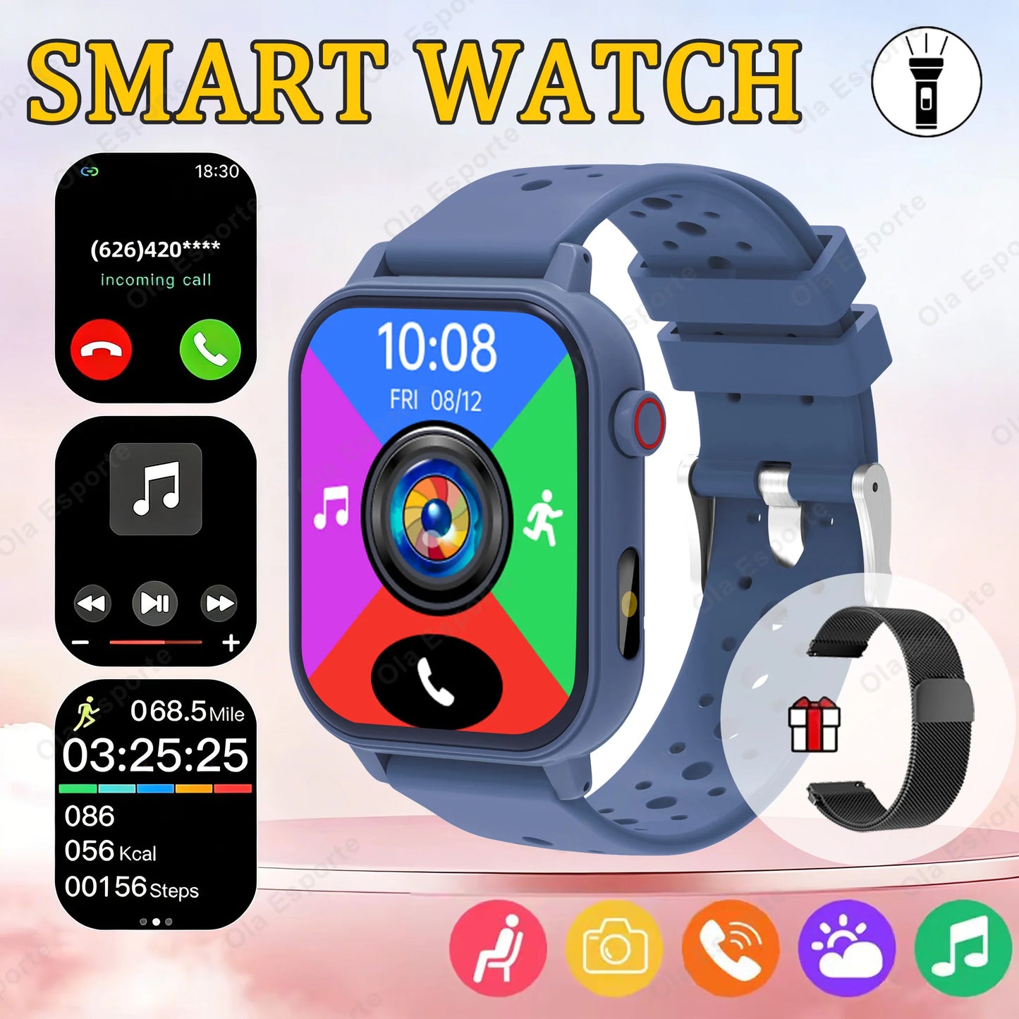 2026 New Multifunctional Smart Watch Men & Women Bluetooth Connected Phone Music Fitness Sports Bracelet Sleep Monitor watchHW12 Peaceful Pleasures Health and Wellness Bl20BkMilan
