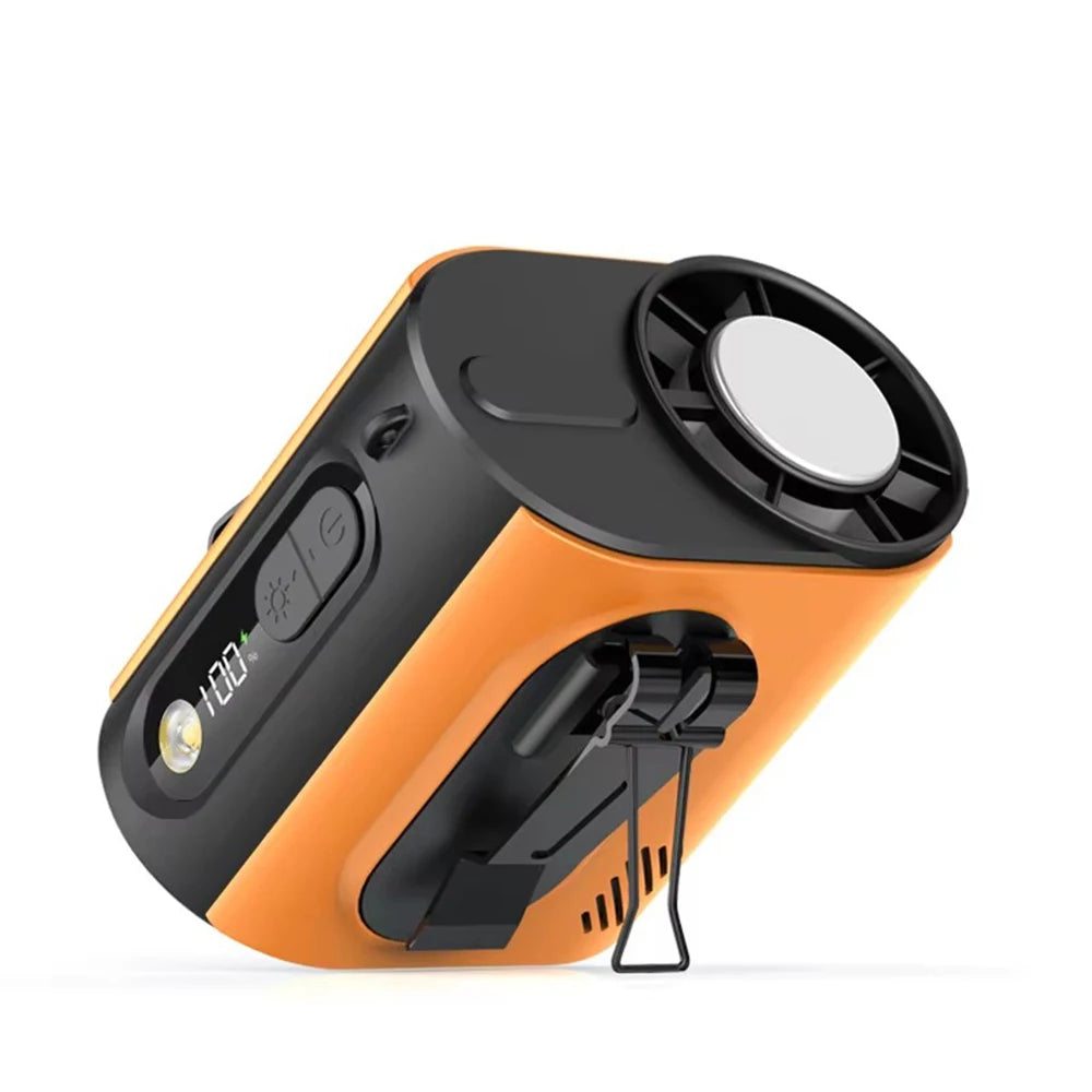 Portable Waist Fan Wearable Hanging Neck Fan for Outdoor Working Travel Bladeless Air Circulation Fan Mini Personal Desktop Fan Peaceful Pleasures Health and Wellness Orange
