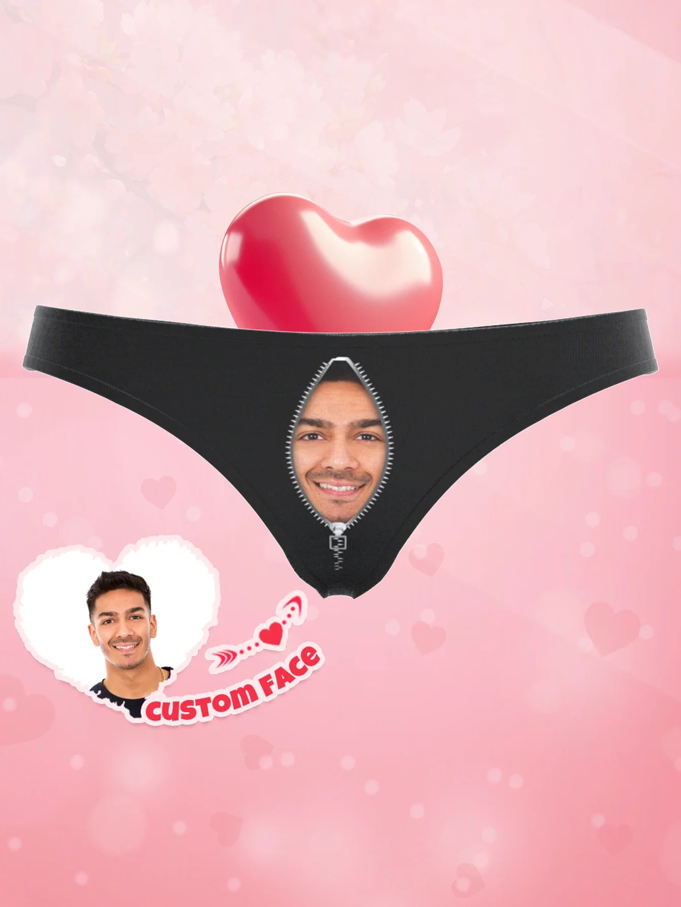 Custom Face Thong For Women Personalized Lace Underwear Valentine Gift For Her Girlfriend Wife Low Rise Briefs Anniversary Peaceful Pleasures Health and Wellness