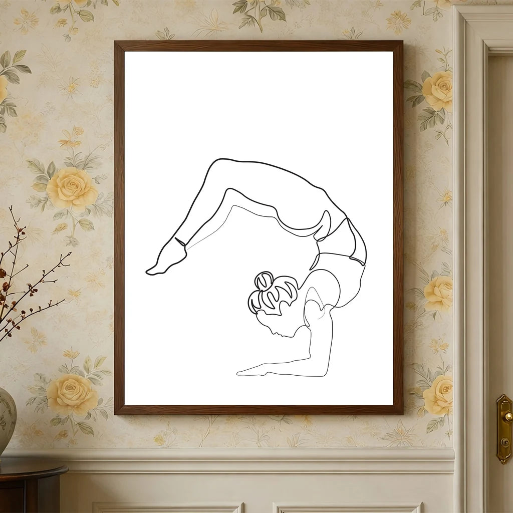 Black & White Yoga Woman Canvas Wall Art | Nordic Minimalist Canvas Wall Art Peaceful Pleasures Health and Wellness