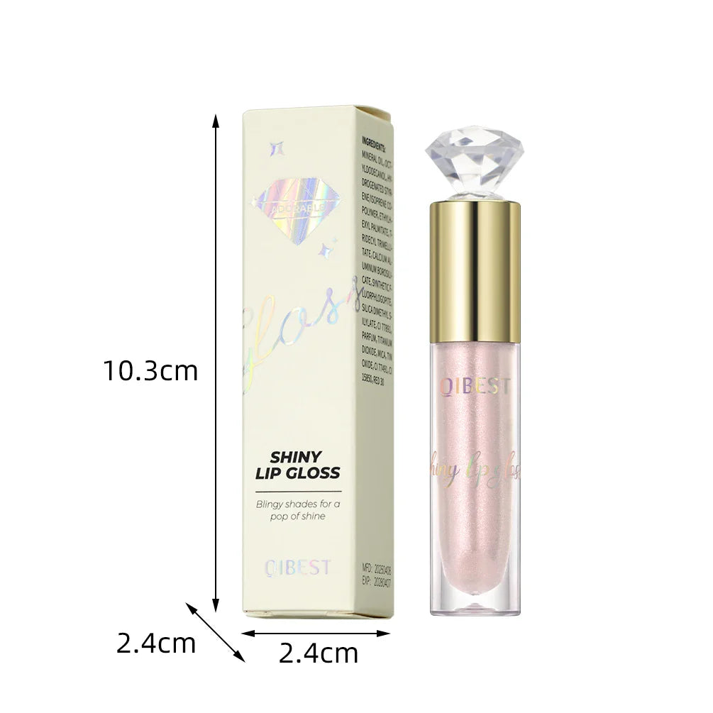 QIBEST Glitter Lip Gloss – Diamond Metallic Pearlescent Glaze
