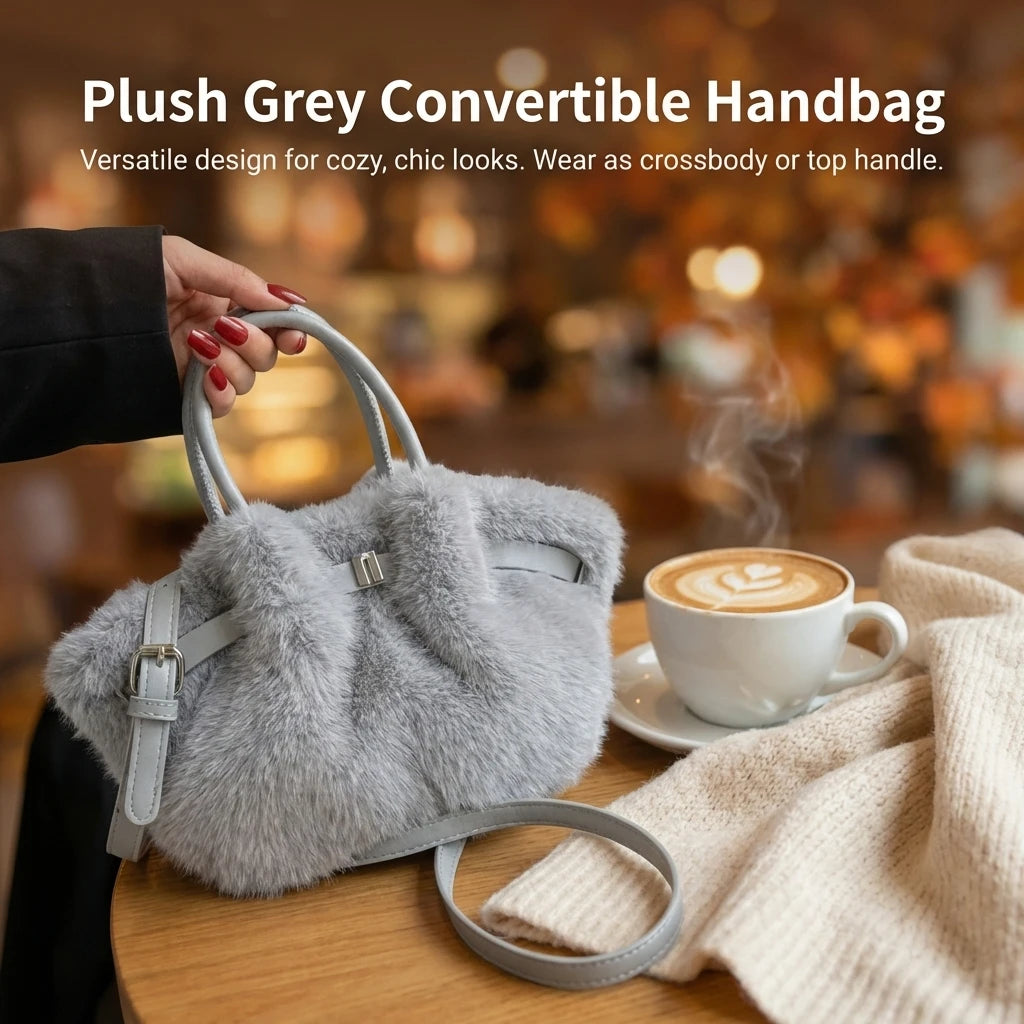 Women's Fuzzy Tote Bag Fashion Bucket Bag Fluffy Shoulder Crossbody Bag with Soft Material and Multiple Carrying Options Peaceful Pleasures Health and Wellness