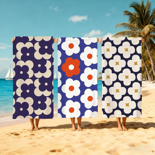 Flower Cartoon Quick-Dry Beach Towel | Pool, Gym & Travel Quick-Dry Beach Towel Peaceful Pleasures Health and Wellness