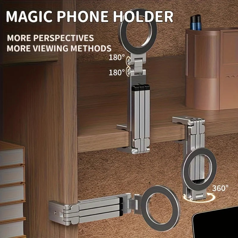 1/2 Pack Universal Magnetic Phone Holder, Foldable with Strong Suction, Universal Clip, Hands-Free, Adjustable Angle, Compact Stand, Stylish Accessory, Durable Clip, Stable Grip Peaceful Pleasures Health and Wellness