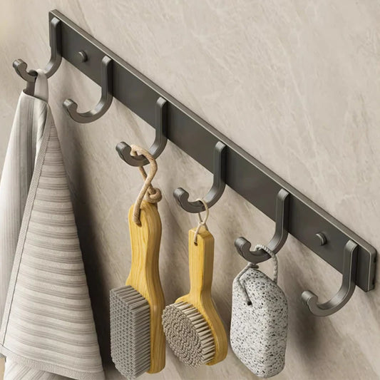 6-Hook Space Aluminum Wall Rack – Kitchen & Bathroom Organizer Wall Hook Rack Peaceful Pleasures Health and Wellness