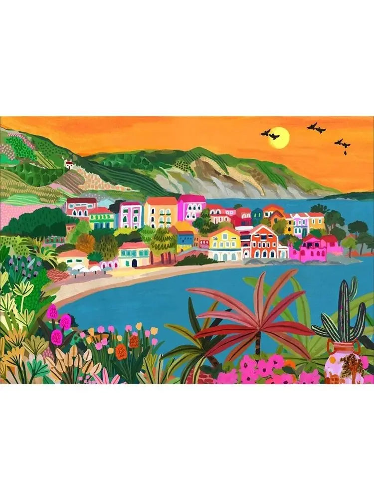 Nordic Flowers Mountain Lake Colorful Nature Landscape Travel Poster Canvas Print - Abstract Wall Art for Room Home Decor Peaceful Pleasures Health and Wellness