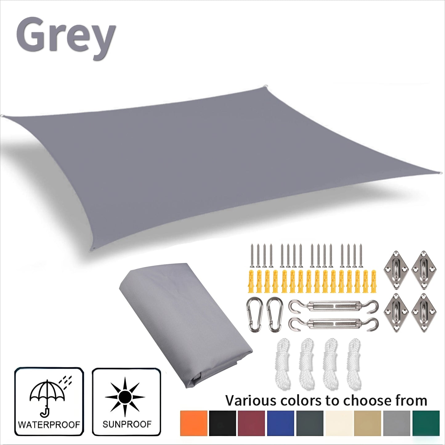 Waterproof Rectangle Sun Shade Sail – 98% UV Block Canopy
