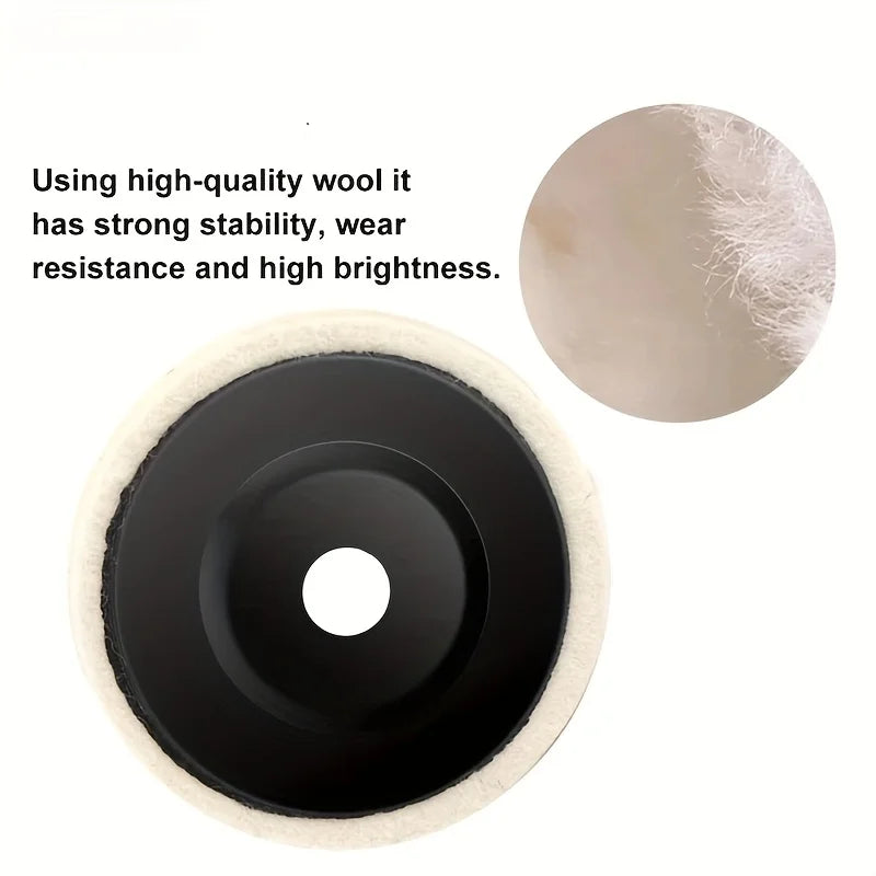 1 5 Wool Polishing Wheel Felt Backing Pad Angle Grinder Compatible