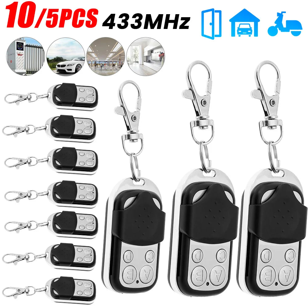 10/5pcs 433MHz Remote Control 4CH Car Key Garage Door Gate Opener Remote Control Duplicator Electronic Gate Control Duplicator Peaceful Pleasures Health and Wellness